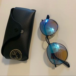 Ray bans with blue lenses and black frames